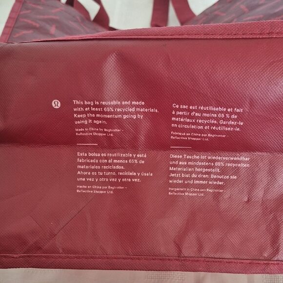 Lululemon Athletica Red and Black Tote Reusable Bag Trio Bundle Of 3 Bags - Picture 5 of 16